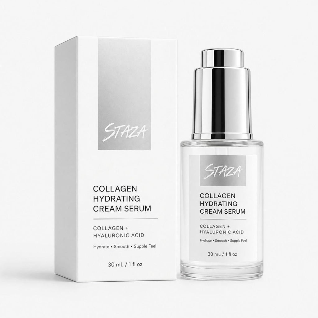 STAZA Collagen Hydrating Cream Serum with Hyaluronic Acid, Lightweight Daily Facial Moisturizer for Smooth Soft and Supple Feeling Skin, 30 mL / 1 fl oz
