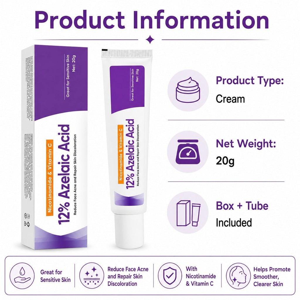 15% Azelaic Acid Cream with Nicotinamide & Vitamin C for Blemish Marks, 20g