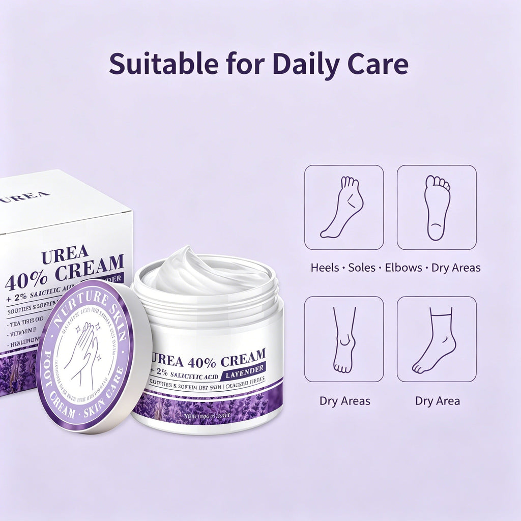 40% Urea Lavender Foot Cream with 2% Salicylic Acid for Dry Rough Heels, 100g