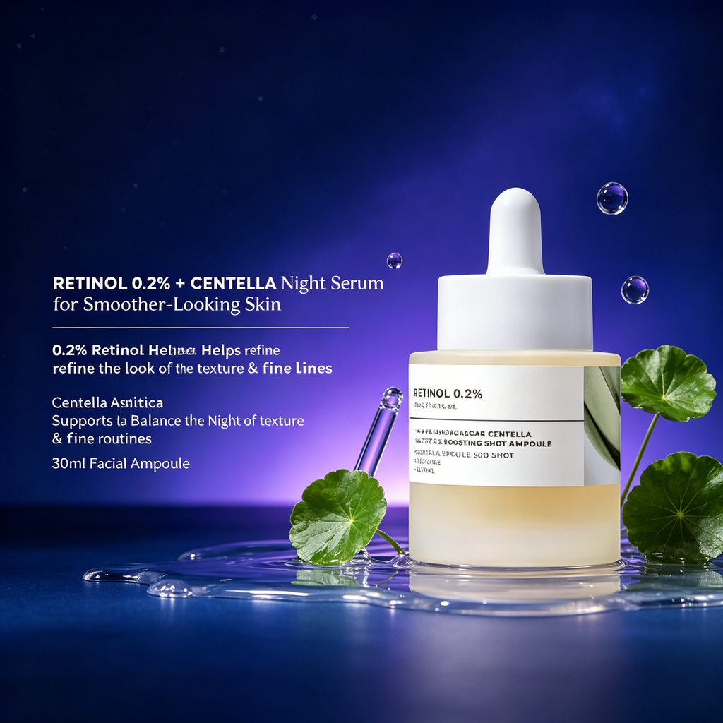 Retinol 0.2% Night Serum with Centella for Texture & Fine Lines, 30ml