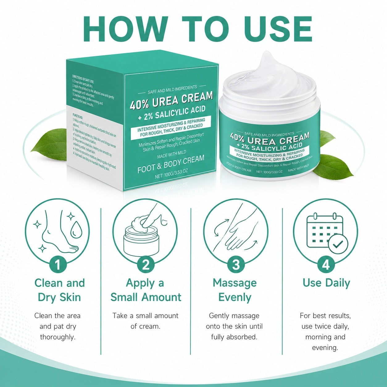 40% Urea Foot Cream with 2% Salicylic Acid for Rough Heels, 100g