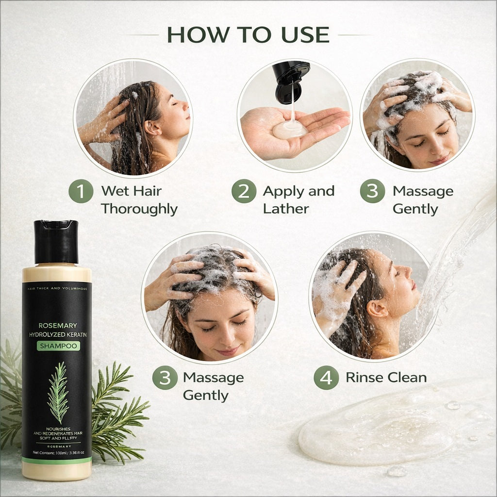 Rosemary Keratin Shampoo 100ml for Soft, Full-Looking Hair