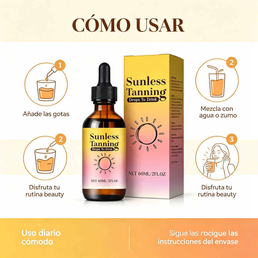 Gotas Bronceadoras Bebibles 60 ml para Rutina de Belleza y Look Dorado