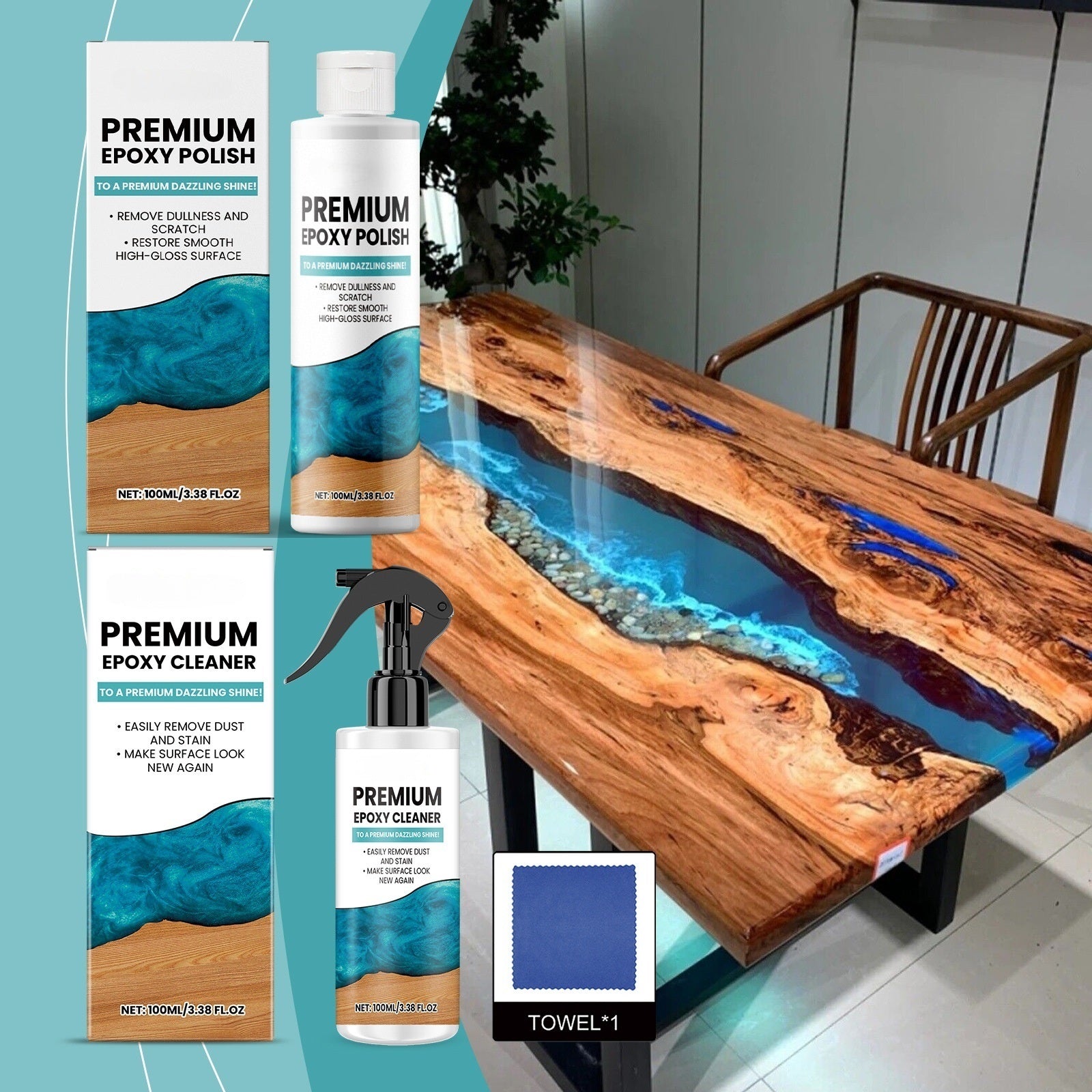 Epoxy Resin Polisher for Dull Surfaces & Light Marks, Gloss Restorer, 100ml