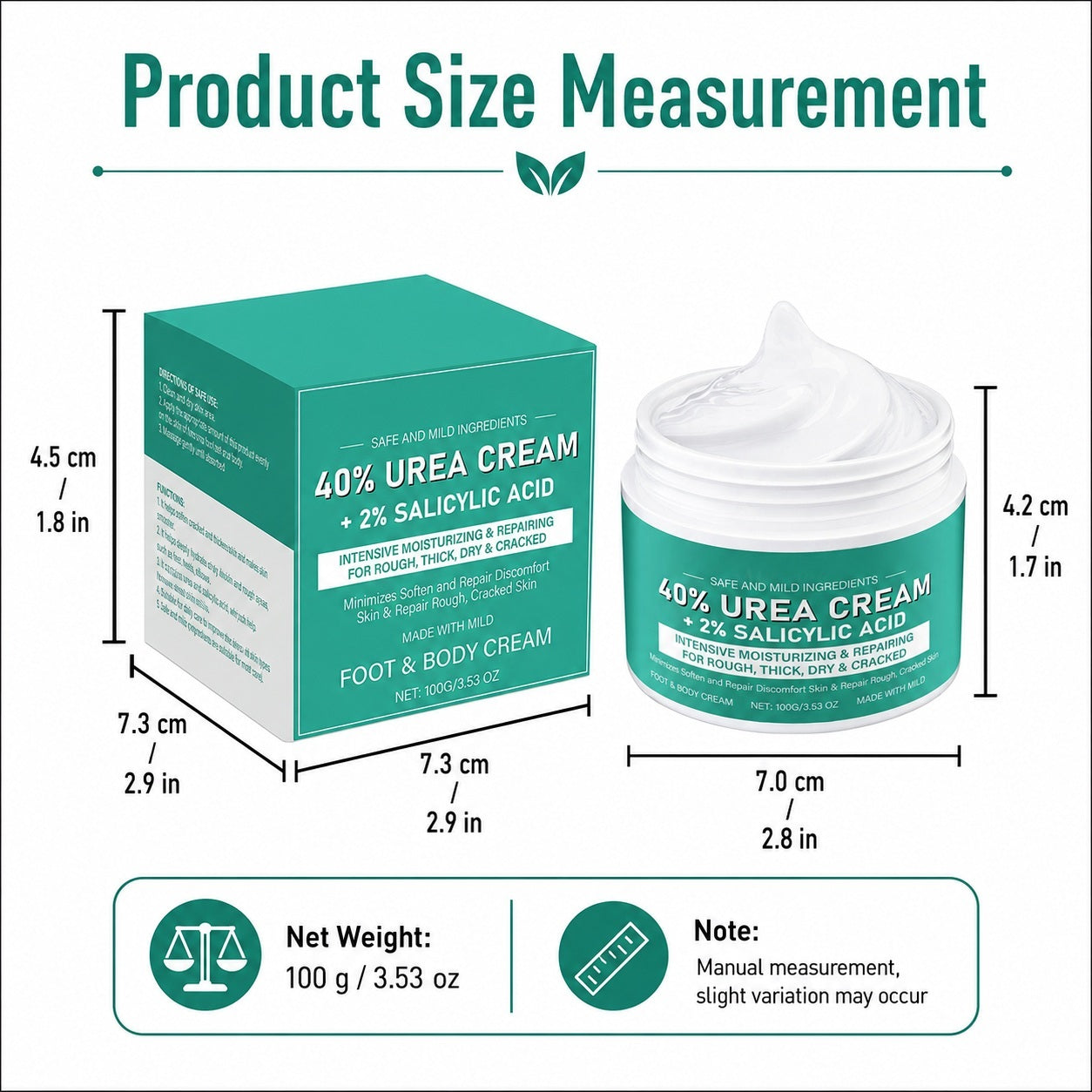 40% Urea Foot Cream with 2% Salicylic Acid for Rough Heels, 100g