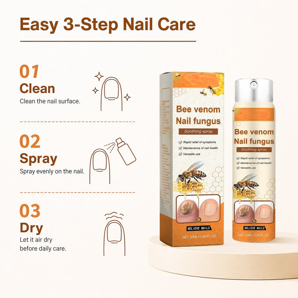 Bee Venom Nail Fungus Appearance Care Spray for Rough Yellow Toenails, 20ml