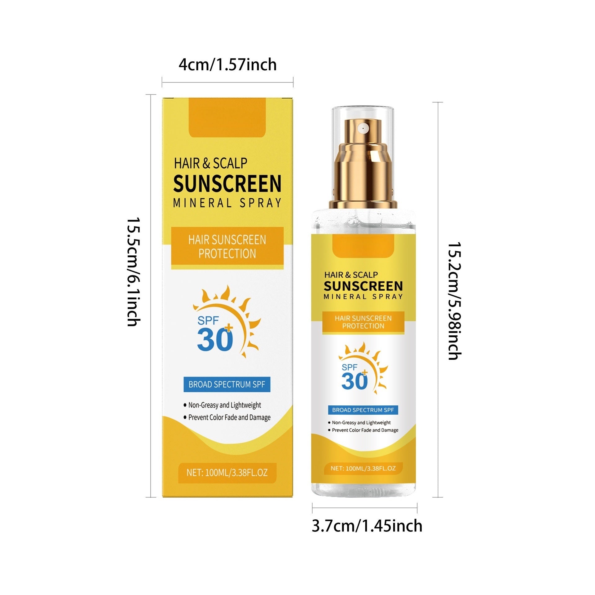 Hair & Scalp Sunscreen Spray SPF 30, Lightweight Broad Spectrum Mist, 100 ml