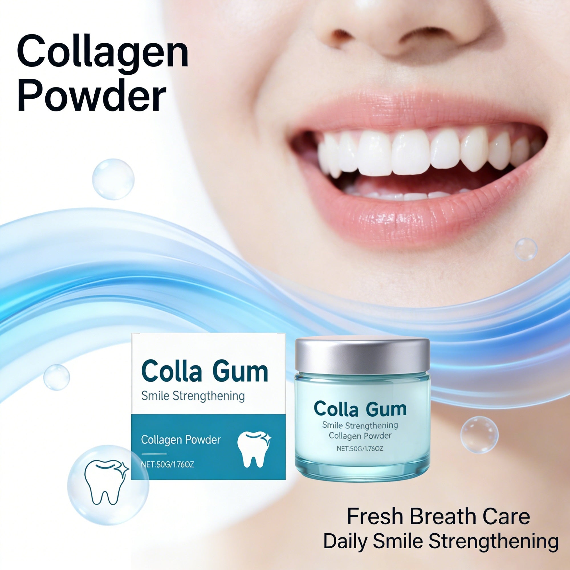 Colla Gum Collagen Tooth Powder for Daily Smile Care and Fresh Breath