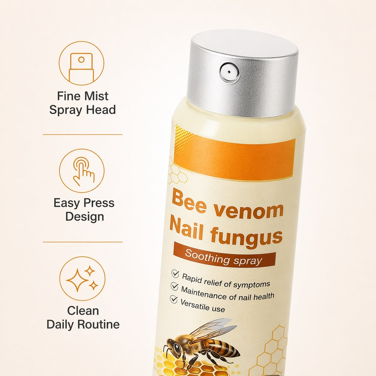 Bee Venom Nail Fungus Appearance Care Spray for Rough Yellow Toenails, 20ml