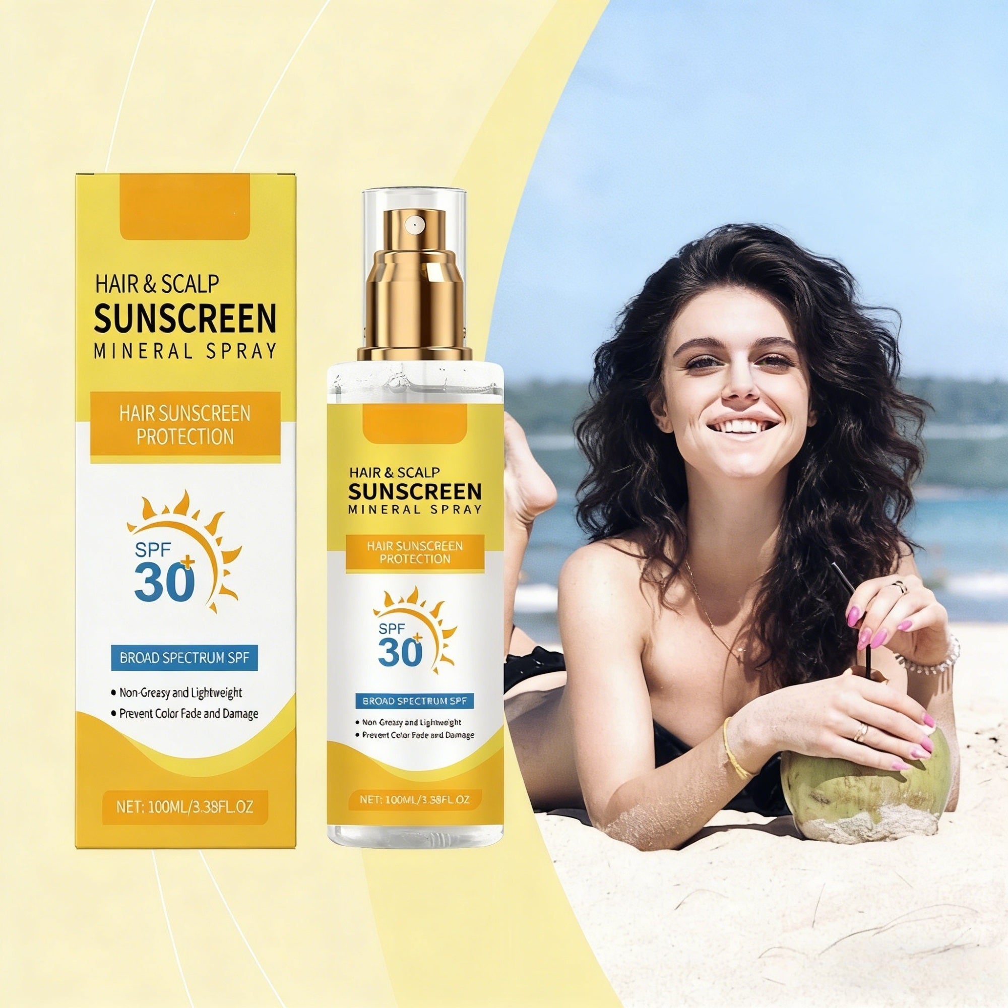 Hair & Scalp Sunscreen Spray SPF 30, Lightweight Broad Spectrum Mist, 100 ml