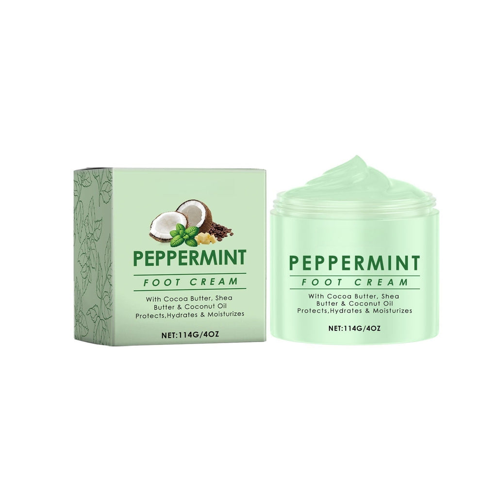 Peppermint Foot Cream with Cocoa Butter & Shea for Dry Rough Feet, 4 oz