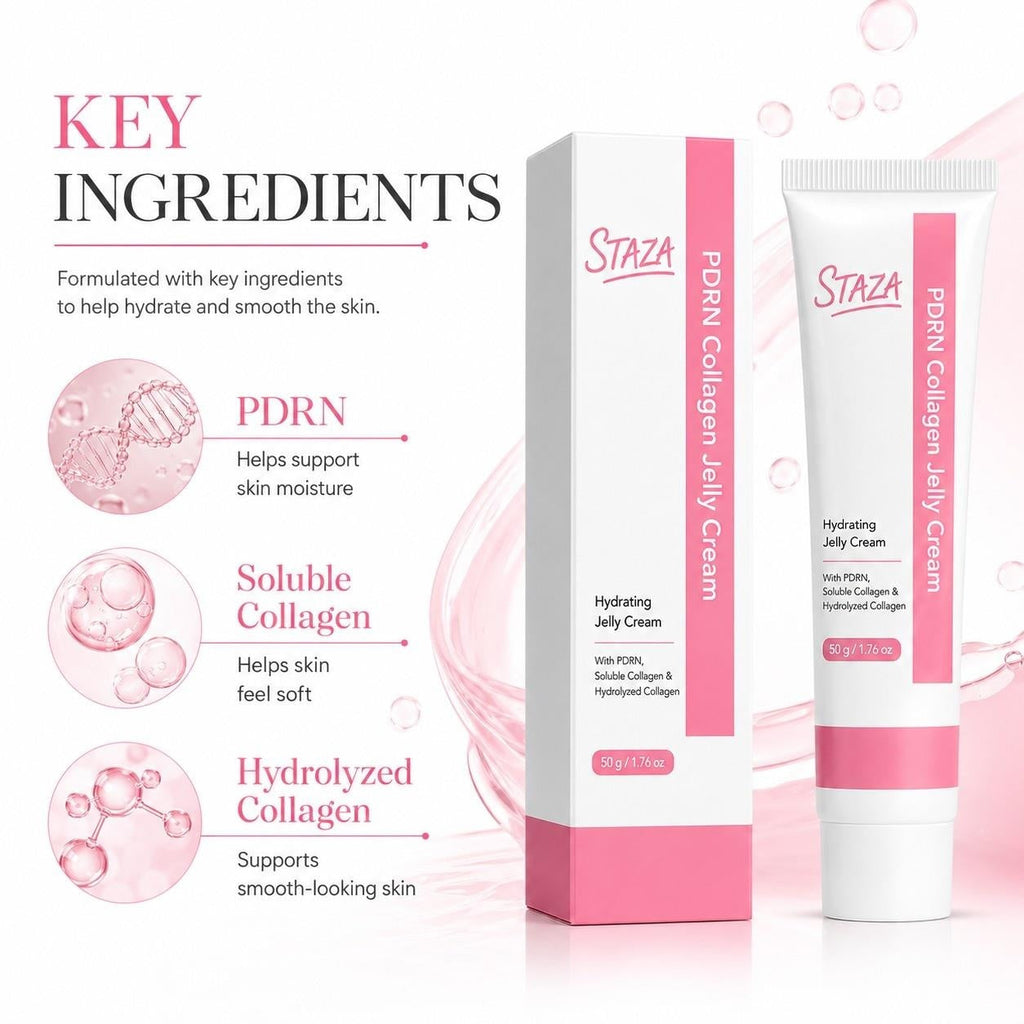 STAZA PDRN Collagen Jelly Cream, Hydrating Facial Moisturizer with Soluble and Hydrolyzed , Lightweight Daily Skin Care, 50 g / 1.76 oz