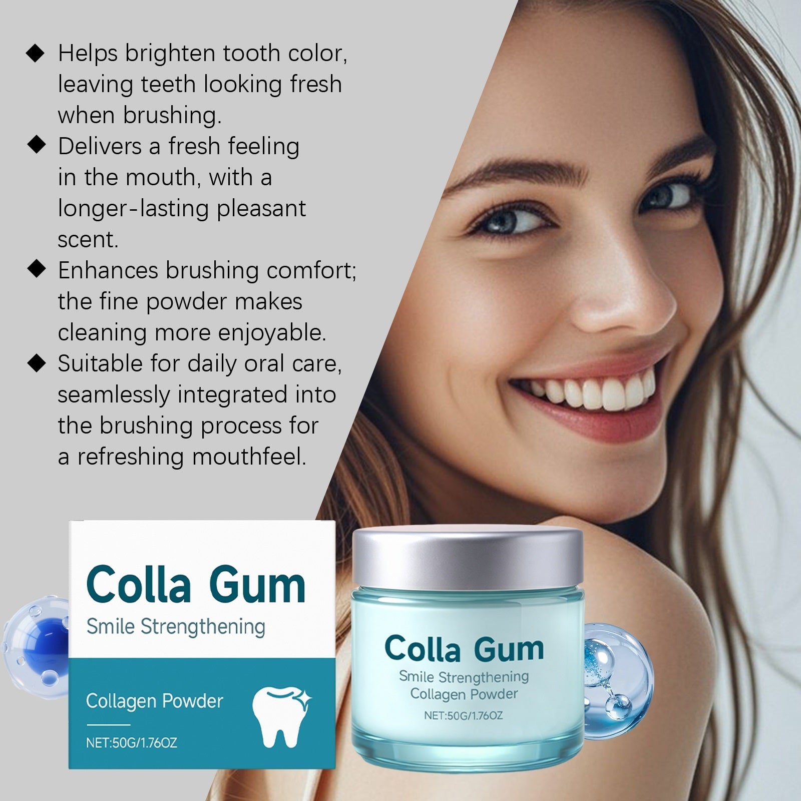 Colla Gum Collagen Tooth Powder for Daily Smile Care and Fresh Breath
