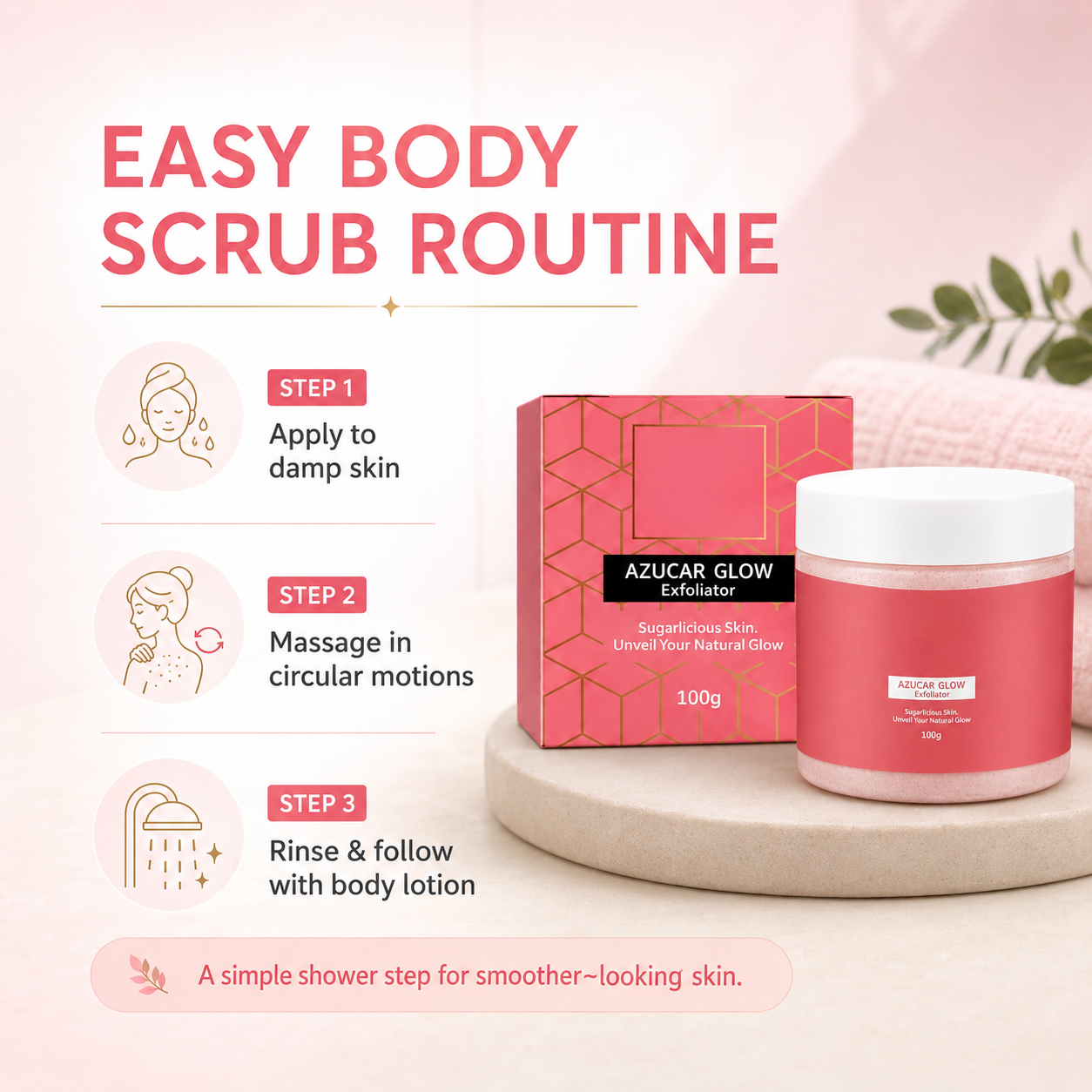 Azucar Glow Sugar Body Scrub for Dark-Looking Rough Areas, 100g