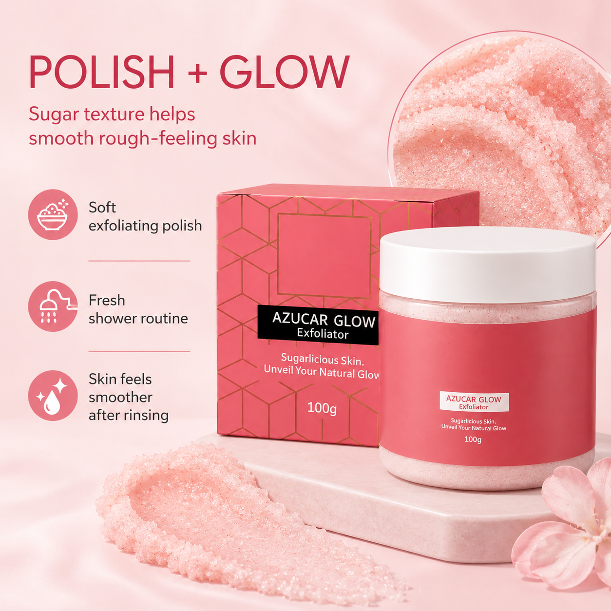 Azucar Glow Sugar Body Scrub for Dark-Looking Rough Areas, 100g