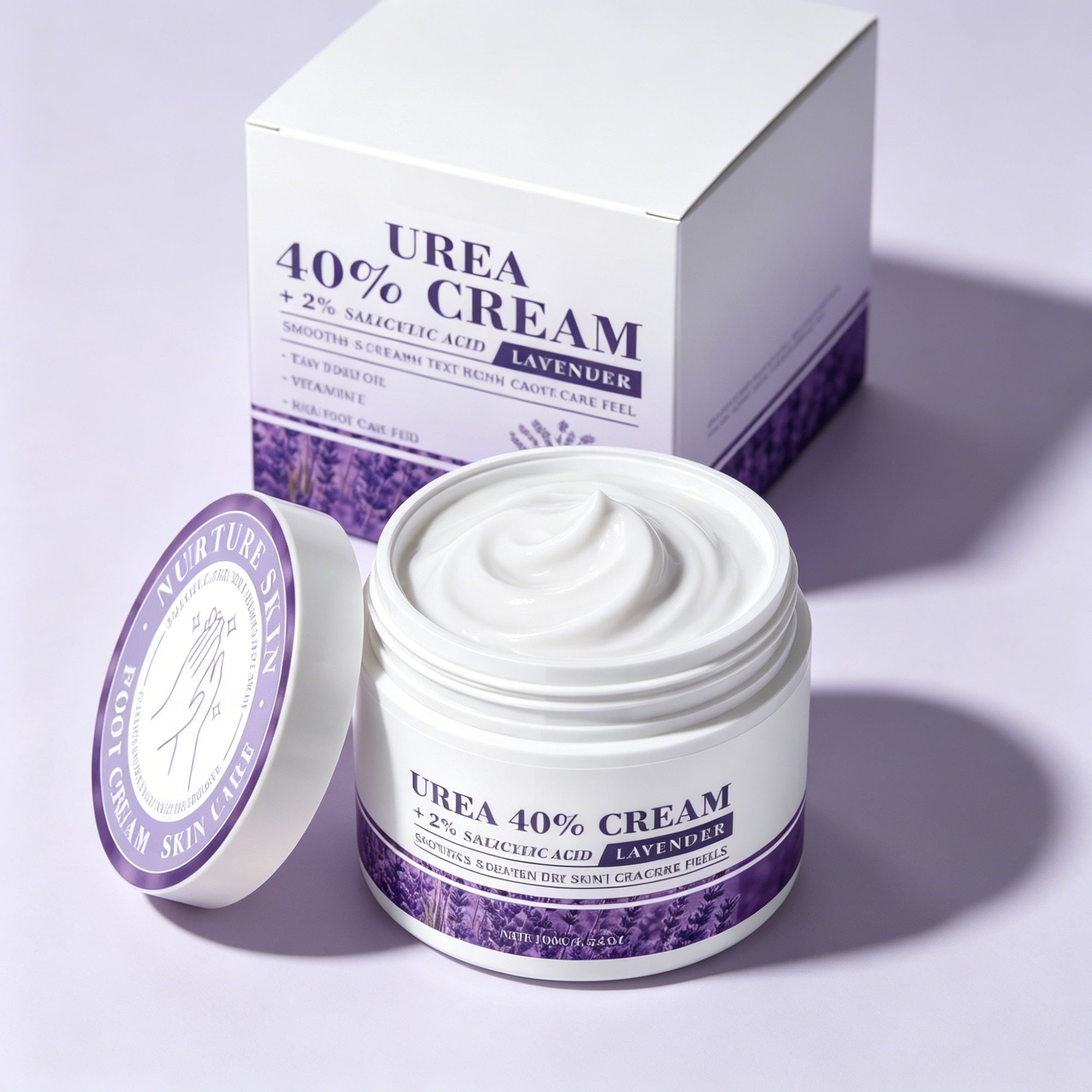 40% Urea Lavender Foot Cream with 2% Salicylic Acid for Dry Rough Heels, 100g