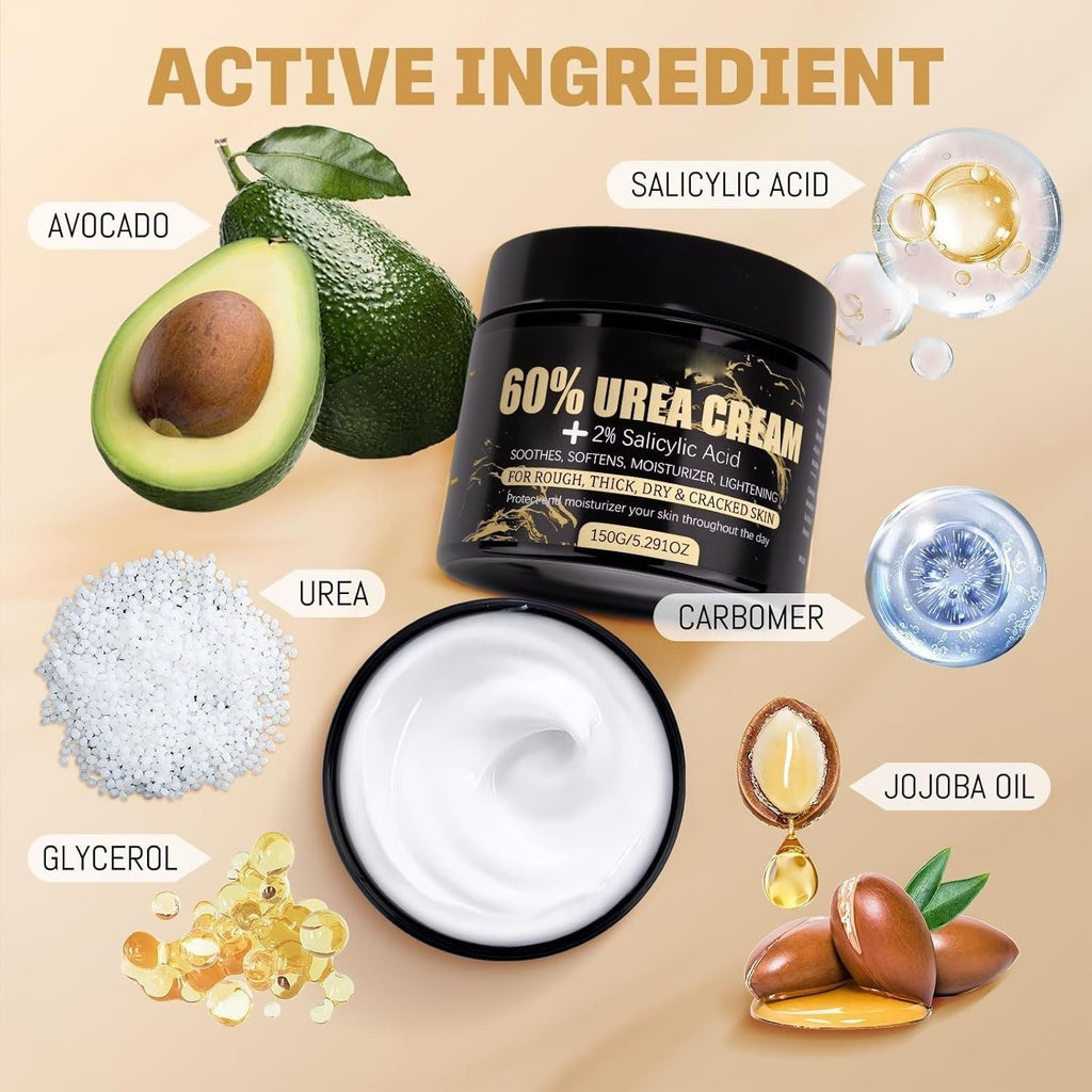 Urea 60% + Salicylic Acid 2% Cream for Dry, Rough Feet & Hands