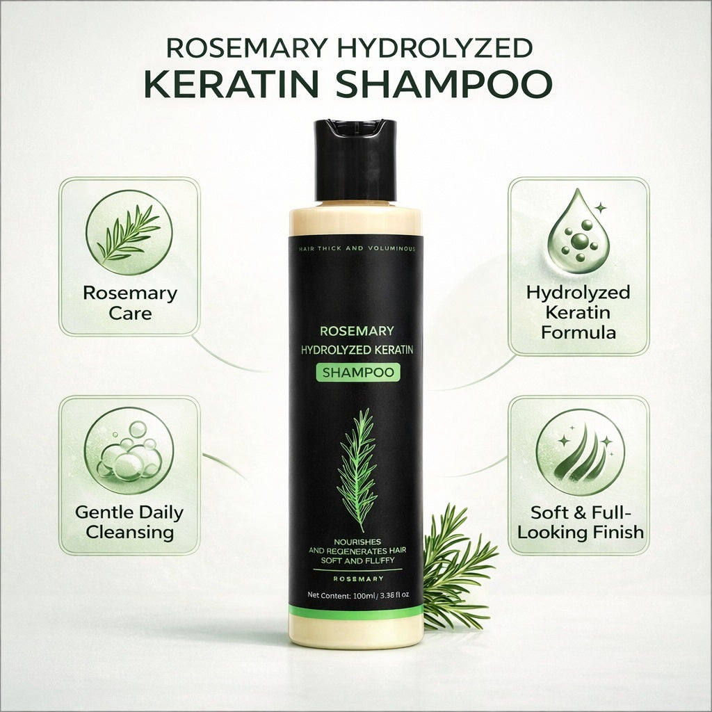 Rosemary Keratin Shampoo 100ml for Soft, Full-Looking Hair