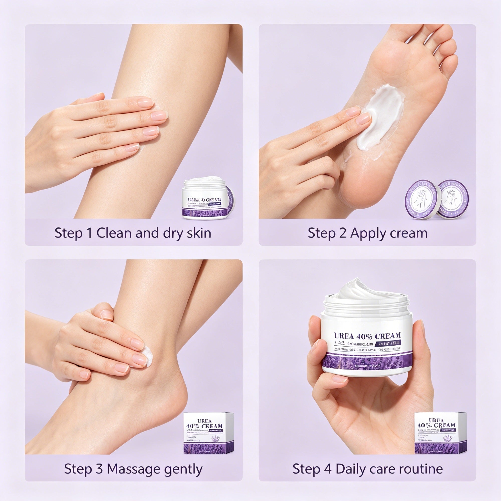 40% Urea Lavender Foot Cream with 2% Salicylic Acid for Dry Rough Heels, 100g
