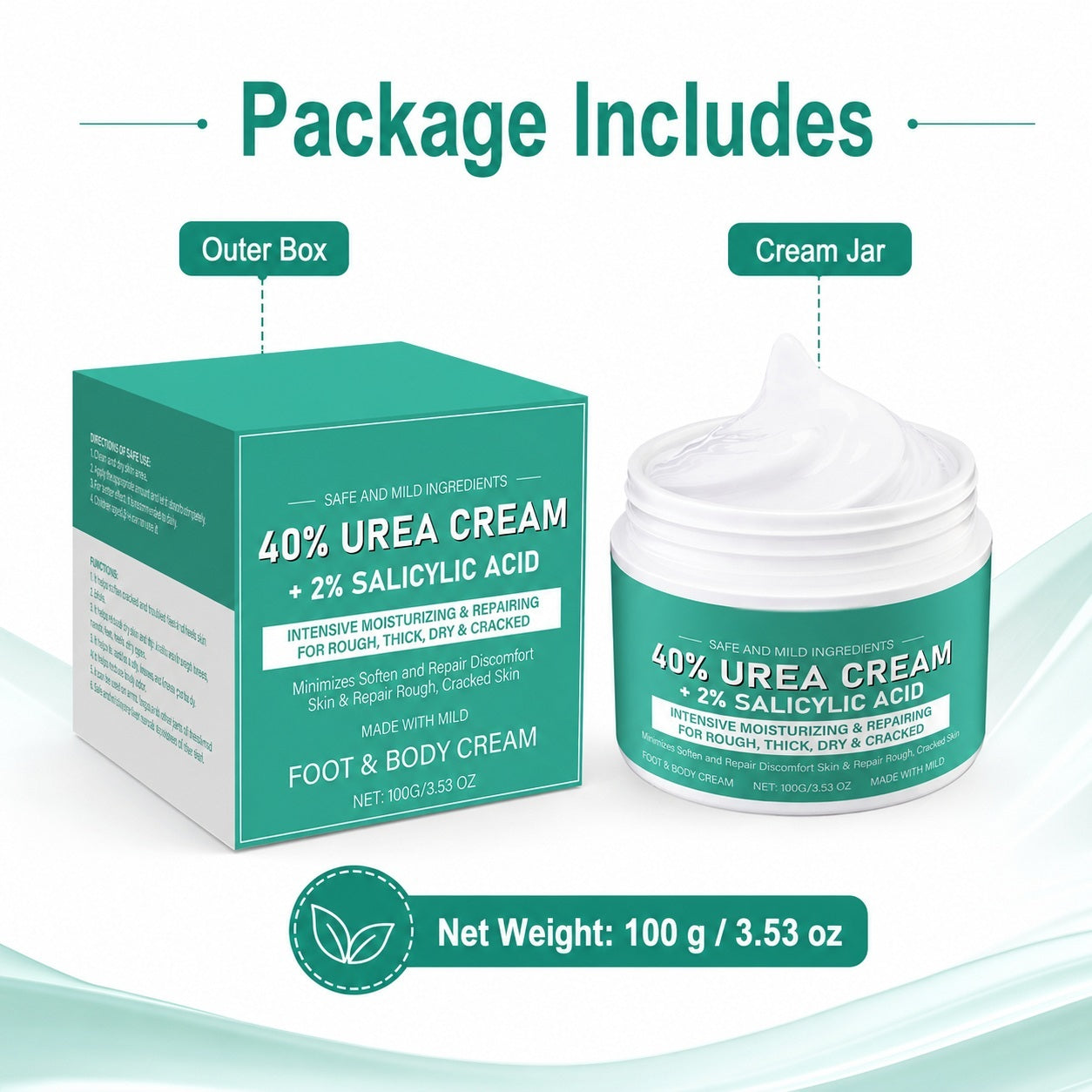 40% Urea Foot Cream with 2% Salicylic Acid for Rough Heels, 100g