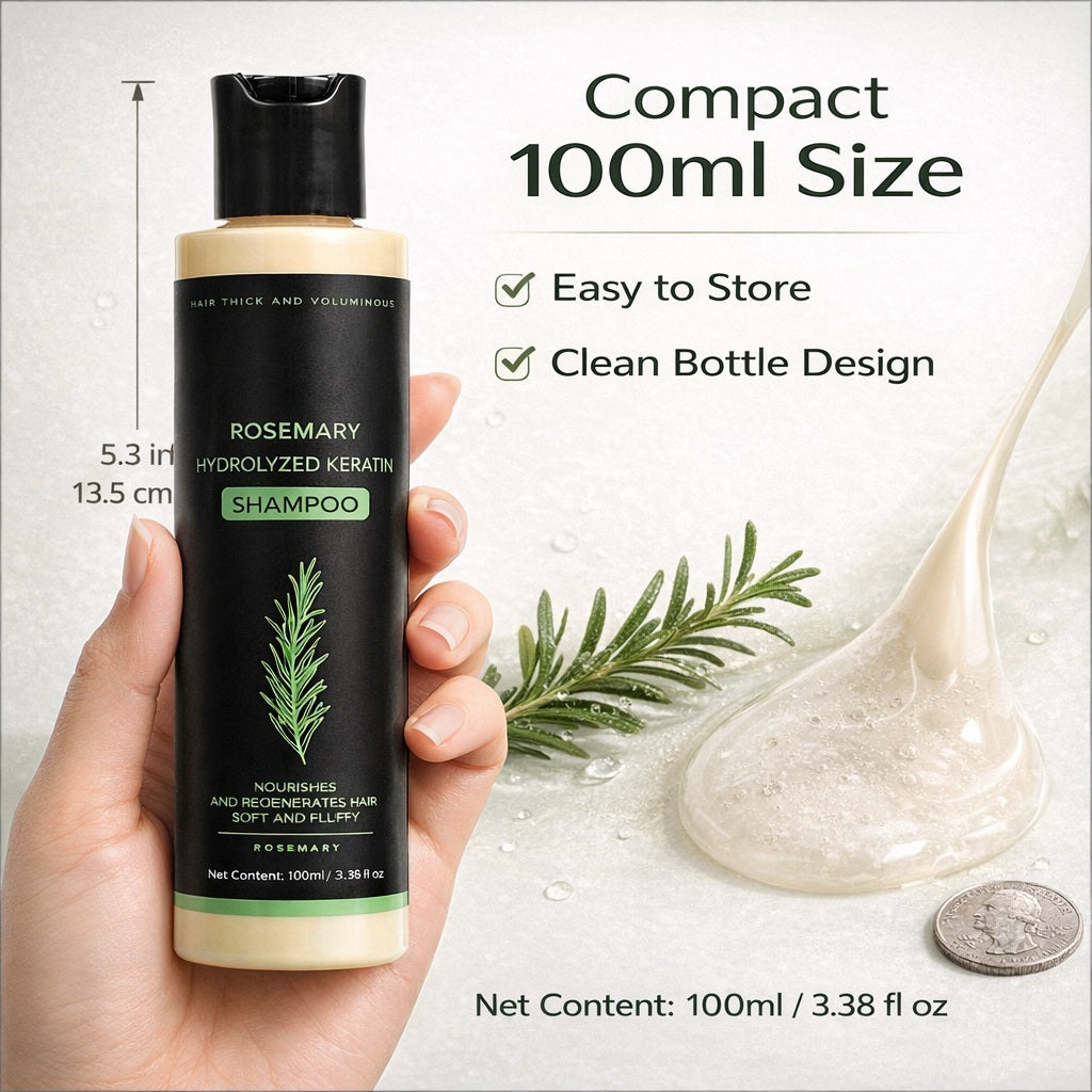 Rosemary Keratin Shampoo 100ml for Soft, Full-Looking Hair