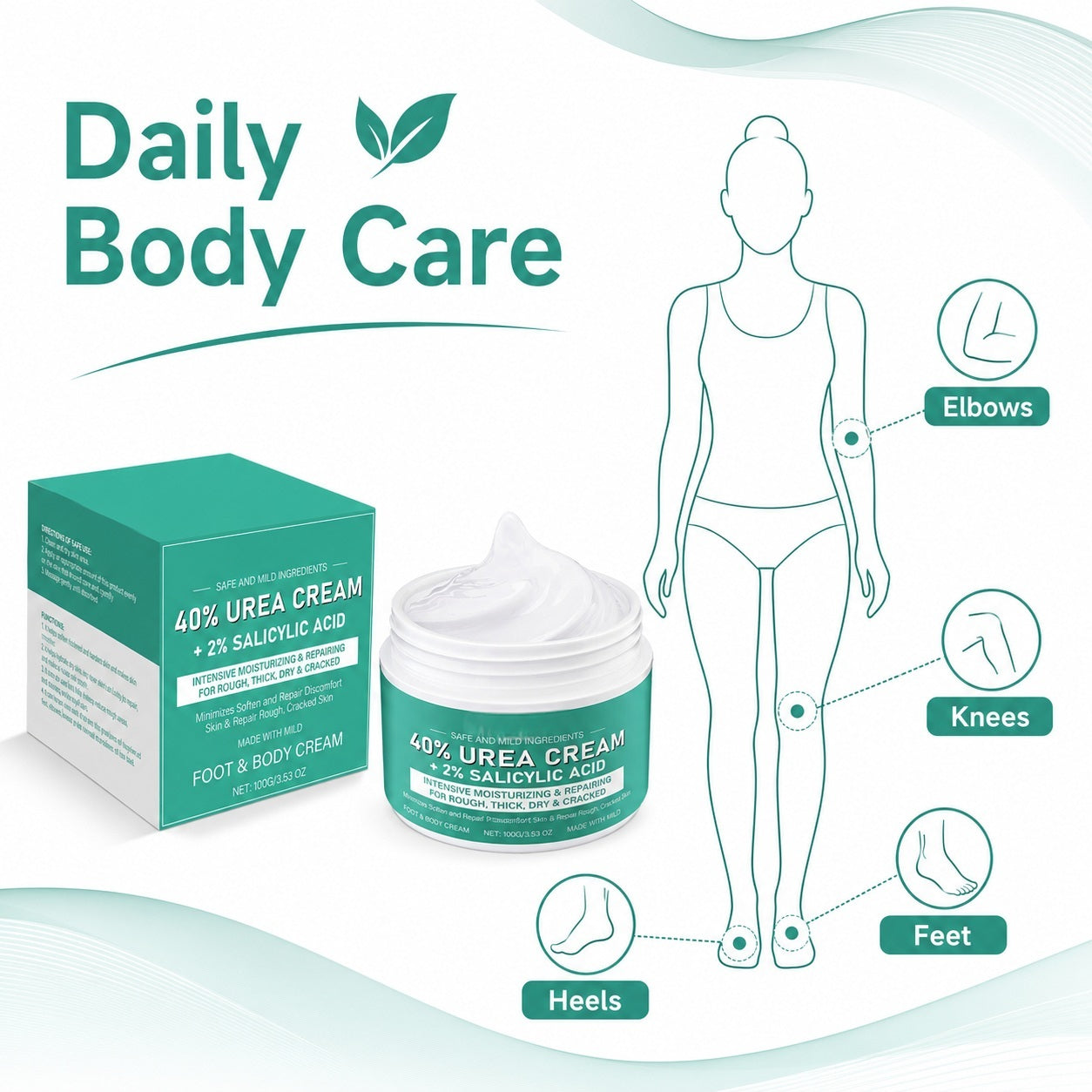 40% Urea Foot Cream with 2% Salicylic Acid for Rough Heels, 100g